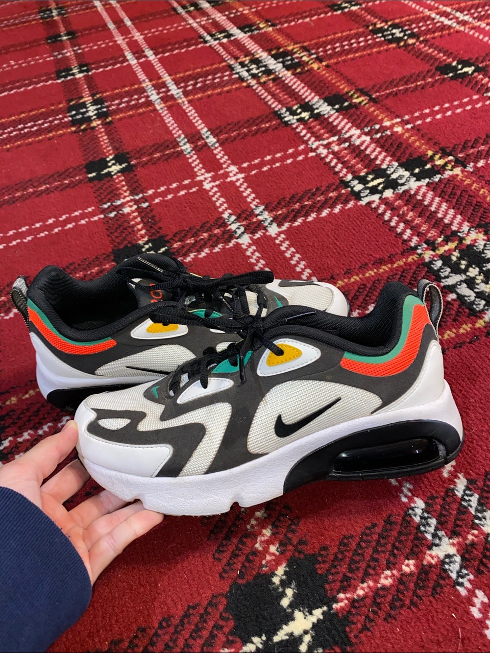 Nike Kids White, Black, Orange & Green Air Max-Style Sneakers